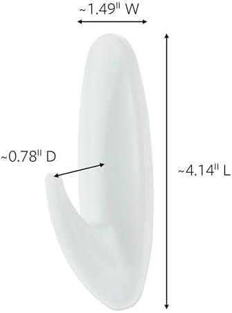 Command Designer Bath Hook Large White 1-Hook for Dorm Organization