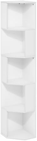 Furinno Econ 5-Tier Freestanding Corner Bookcase White