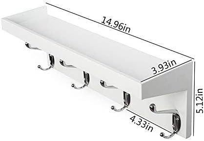 AHDECOR Entryway Floating Coat Rack 4 Hangers White Set of 2