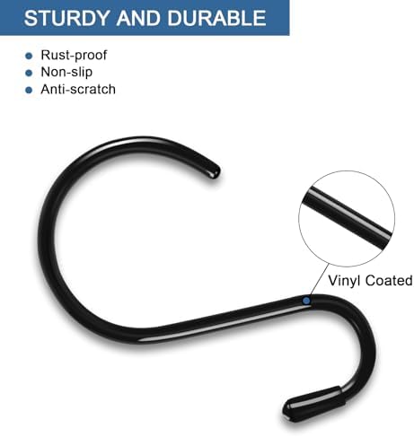 4 Pack Large Black S Hooks with Non-Slip Rubber Coating 1