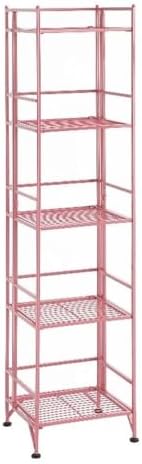 Convenience Concepts Xtra Storage Shelves - 5-Tier Folding Metal Storage Shelves Pink