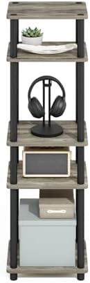 Furinno Turn-N-Tube Stackable Standing Shelf Unit French OakBlack