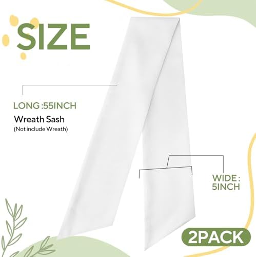 2 Pcs White Wreath Sash for Front Door Decor