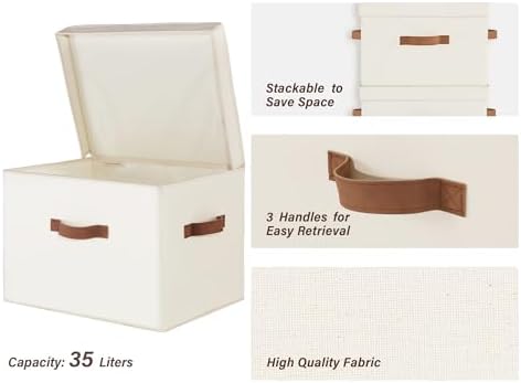 StorageWorks Fabric Storage Bins with Lid 2-Pack Ivory White