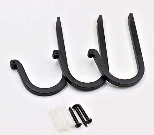 THDC Single Prong Wrought Iron Hooks Vintage Curved Metal Fasteners Heavy Duty Wall Hooks