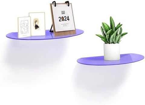 SetGame 2 Pack Acrylic Wall Shelves Purple 12 Inch Floating Storage