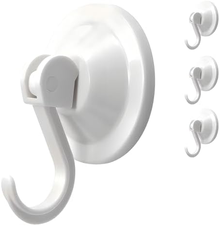 NL HOME 4-Pack White Suction Cup Hooks for Bath and Shower