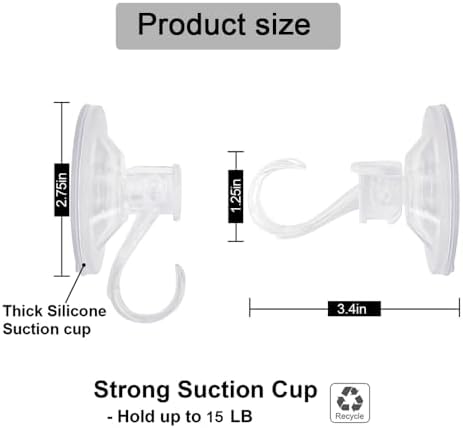 6 Pack Clear Suction Cup Hooks Heavy Duty Reusable Wreath Hangers for Glass Windows Smooth Doors