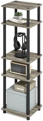 Furinno Turn-N-Tube Stackable Standing Shelf Unit French OakBlack