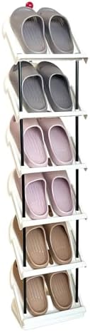 Narrow 6 Tier Plastic Shoe Rack for Home Entryway and Corner