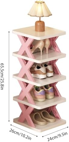 Pink 5-Tier Stackable Shoe Rack Organizer