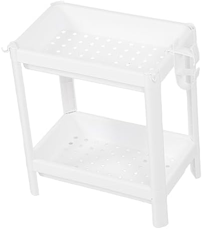 Bathroom Shelf Shower Storage Rack Toilet Organizer Plastic Freestanding White Shelf