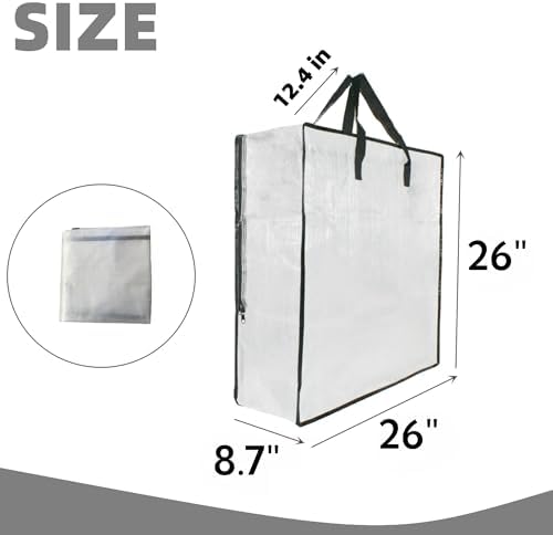 5 Pack Clear Storage Bags with Handles and Zippers