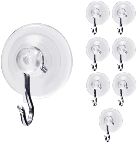 Suction Cup Wall Hooks 8 Pack - Heavy Duty 1 lb Capacity
