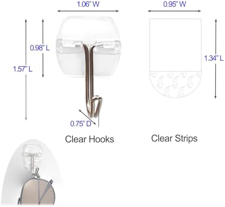 25 Clear Wall Hooks with 30 Adhesive Strips Value Pack