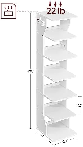 VASAGLE 7-Tier Vertical Shoe Rack White