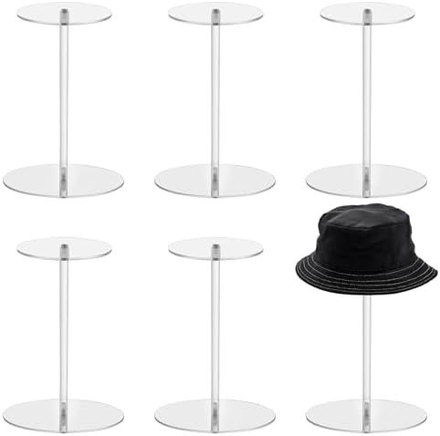 6PCS Acrylic Hat Stand Holder 12 Inch Clear Display Rack for Hats Wigs and Jewelry