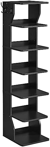 VASAGLE 7 Tier Vertical Shoe Rack Black