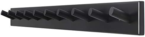 Dseap Wall Coat Rack with 10 Peg Hooks - Heavy Duty Black
