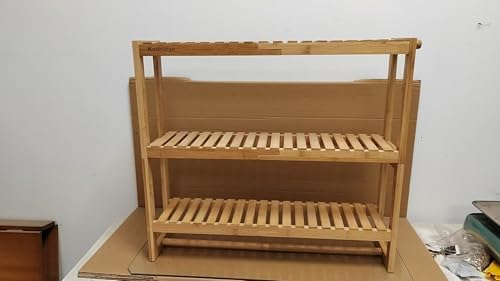 Kaukinye Bamboo 3-Tier Bathroom Shelf with Bar