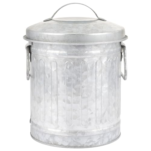 NUOBESTY Rustic Iron Desktop Trash Can Mini Waste Basket with Lid