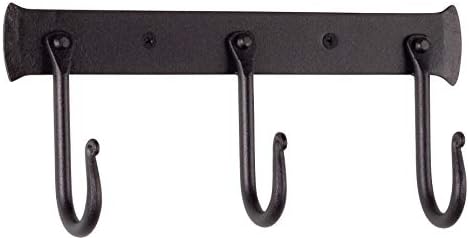 RTZEN Wall Mount Hook Set - 3 Pack Wrought Iron Black Coat Hooks for Entryway and Bathroom