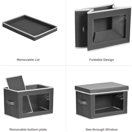 3 Pack Storage Bins with Lids - Grey