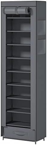 10 Tier Tall Narrow Shoe Rack with Dustproof Cover Storage Organizer