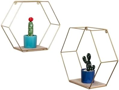 Honey-Can-Do Hexagonal Gold Wall Shelves Set