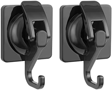 Suction Cup Wreath Hanger 2Pack Black Heavy Duty Window Waterproof Shower Hooks for Bathroom Towel Glass Door Camper