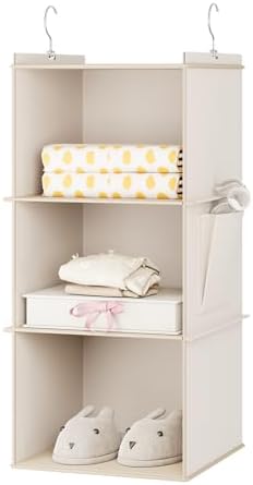 YOUDENOVA Hanging Closet Organizer 3-Shelf Beige