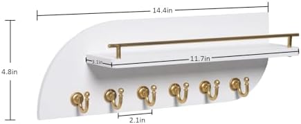 Karisky Key Holder for Wall Decorative Key and Mail Organizer with 6 Sturdy Metal Hooks and Floating Shelf