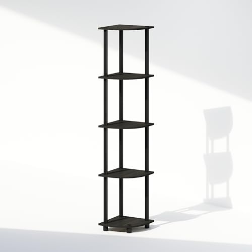 Furinno Turn-N-Tube 5 Tier Corner Display Rack in Black