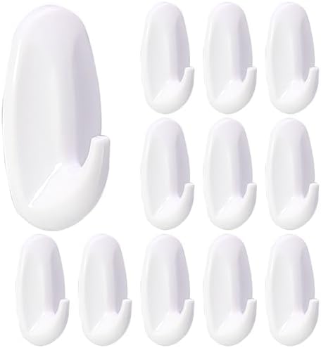 12 Pack Heavy Duty Utility Hooks 15 lb Capacity Self Adhesive Wall Hooks for Hanging Garlands Hats Towels Coats and More