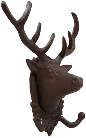 Ebros Cast Iron Stag Antlers Wall Double Hooks Decor