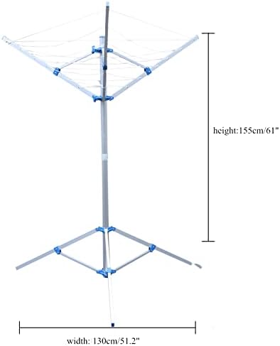 Rotary Clothes Drying Rack 60 Inch 3 Arms Metal