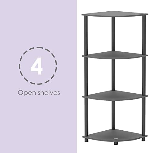 Home Basics 4-Tier Small Corner Shelf Unit Grey