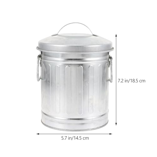 NUOBESTY Rustic Iron Desktop Trash Can Mini Waste Basket with Lid