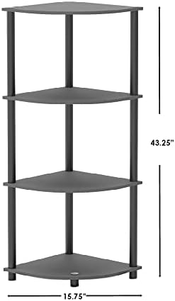 Home Basics 4-Tier Small Corner Shelf Unit Grey
