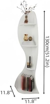 4-Layer Wood Corner Bookcase Storage Display Rack Tall Shelf for Living Room Study Office