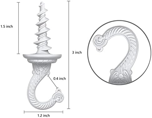 4 Pieces Heavy Duty Swag Ceiling Hooks for Hanging Plants and Decorations White