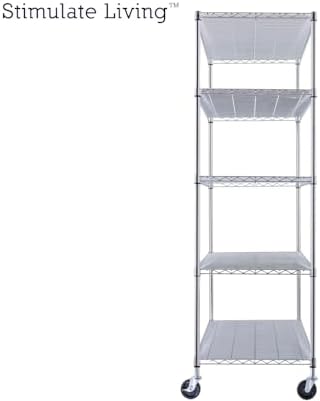 60x24x72 Chrome 5-Tier Heavy Duty Shelving with Wheels