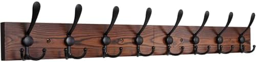 IBosins Wall Mounted Coat Rack with 8 Black Tri Hooks