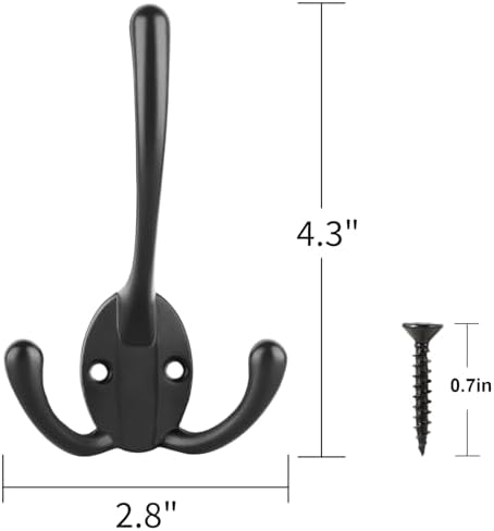 IBosins 6 Pack Heavy Duty Coat Hooks with 24 Screws