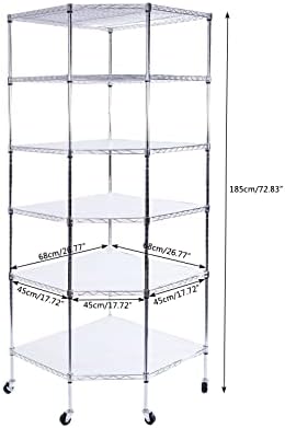 6 Tier Wire Shelving Unit on Wheels for Home Organization