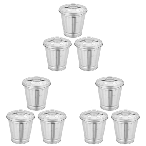Jojofuny 9 Pcs Metal Mini Trash Can - Space-Saving Storage Bins with Lids