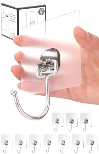 Antimbee 10-Pack Heavy Duty Adhesive Hooks 37 lb Max Transparent Gray