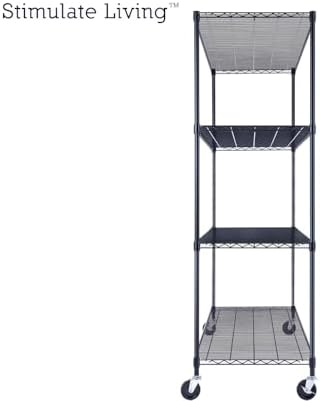 Stimulate Living 4-Tier Black Heavy Duty Wire Shelving Unit