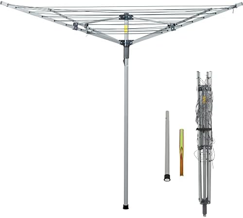 JS HANGER Collapsible 4 Arm Rotary Outdoor Clothes Drying Rack