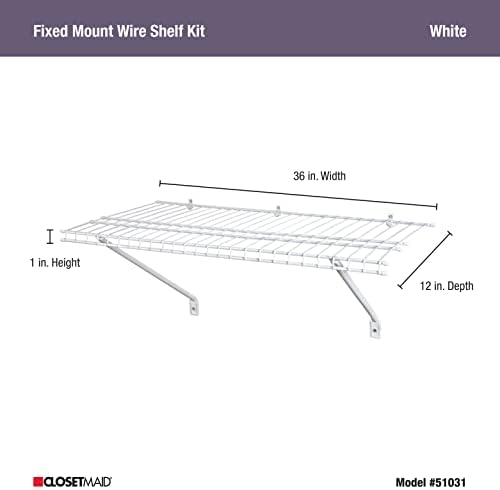 ClosetMaid Wire Shelf Kit 3 Ft Wide White Vinyl